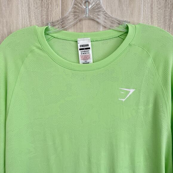 Gymshark Geo Seamless T-shirt Mens XL Neon Green Camo Texture Gym Workout NWOT - Picture 6 of 13